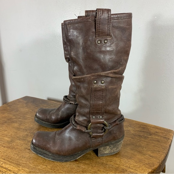 Shoes - Vintage made in romania distressed leather cowboy boots